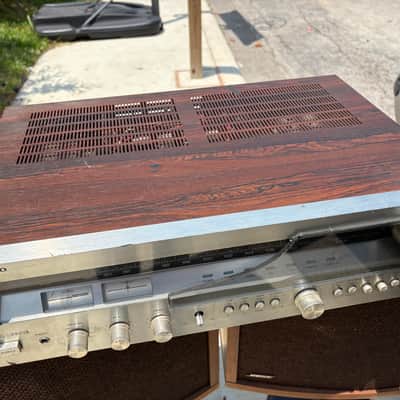 Vintage 1970s ONKYO Model TX-4500 MKII Stereo Receiver Made in Japan Silver Face Wood Grain image 2