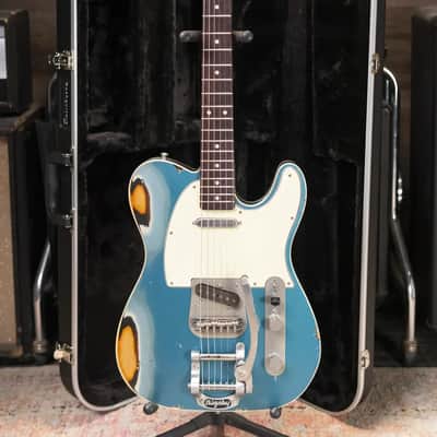 Nash T-63 Double Bound with Bigsby Electric Guitar - Ocean Turquoise Metallic over 2-Tone Burst with Hardshell Case image 23