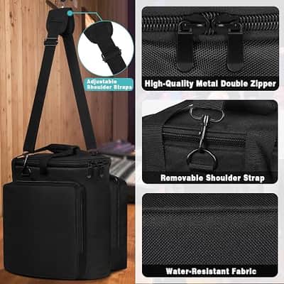 Carrying Bag Travel Case Compatible with Portable Bluetooth Speaker Cover, Storage Case with Shoulder Strap & Accessory Pocket for Microphone,Charger,Cable,Accessories image 3