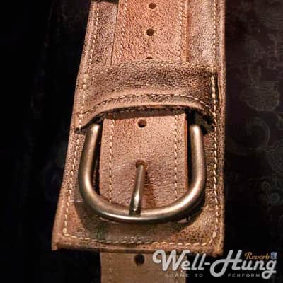 Well-Hung "Drifter" - 3" wide padded leather guitar strap Distressed cowhide image 6