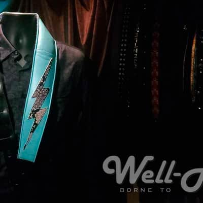 Well-Hung ZAP! "Turquoise" 3" wide padded leather guitar strap, w/python bolt image 7