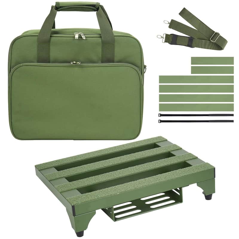 Super Light 2.1 Lb Guitar Pedal Board 14" X 10.6" Aluminum Alloy Pedalboard With Power Supply Cradle (Green, ) image 1
