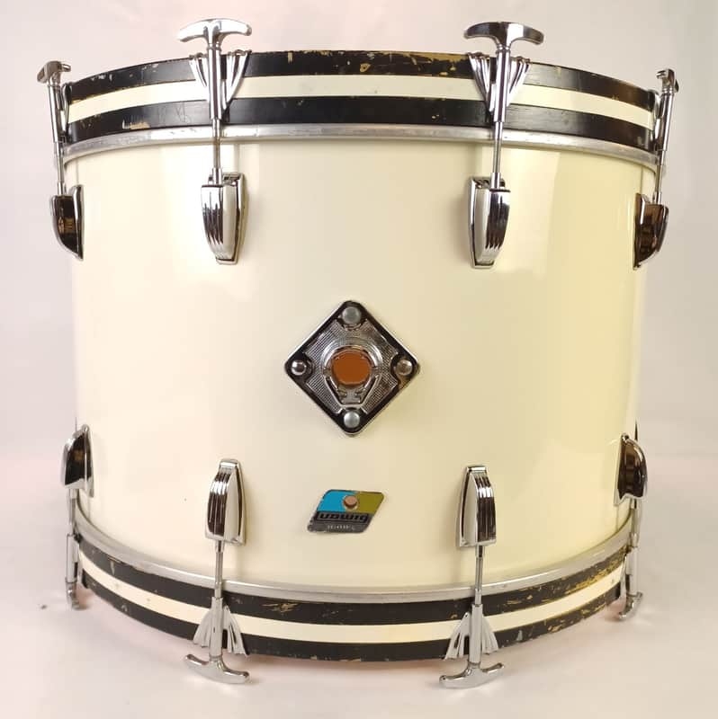 Ludwig 14x24"White Cortex 6Ply Maple Bass Drum Blue/Olive Badge Kick USA Classic image 1