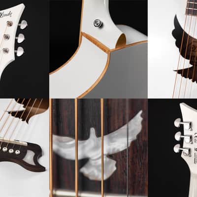 Lindo White Dove V3 Electro Acoustic Guitar and Premium Hard Case | Beautiful High Gloss Finish | Roasted Maple Binding | Preamp/Tuner/LCD | Luminlays | Steel Strings image 10