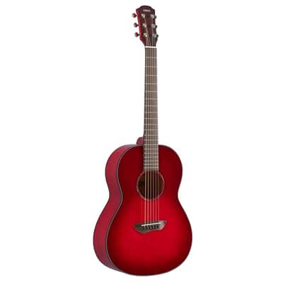 Yamaha Crimson Red Burst Parlor Guitar, Solid Sitka Spruce Top, Mahogany Back And Sides, Srt Passive Pickup image 7