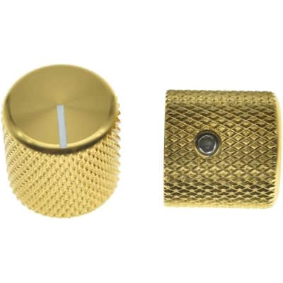 4pcs Aluminium Guitar/Bass Knobs Volume/Tone Control Knob 1/4" Metal Universal Potentiometer Pot Knobs with Set Screw and Indicator for Tele/Telecaster/P Bass Gold image 5