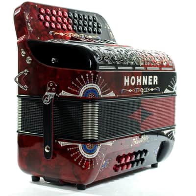 USED Hohner Anacleto Rey Del Norte TT FBbEb/GCF Accordion Black/Red (MINT) image 5