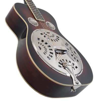Recording King Roundneck Resonator Guitar, Mahogany, Vintage Sunburst image 3