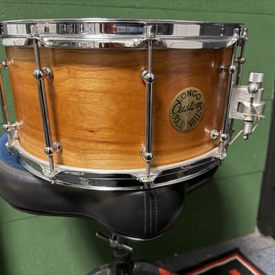 Longo 14X6.5" SOLID SHELL CHERRY SNARE DRUM - NATURAL image 3