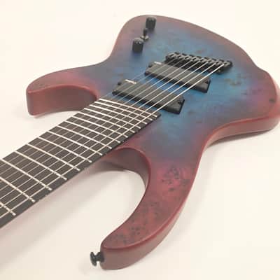 Agile Fan Fret 8 String Electric Guitar INTREPID PRO 82528 EB CA BLUE PURPLE BURL image 5
