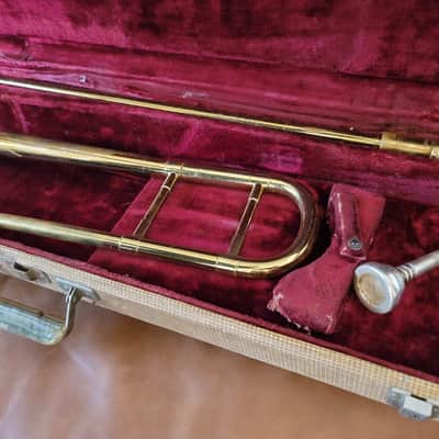 Vintage York USA Bb Tenor Trombone w/ Original Tweed Case – 7" Bell image 19