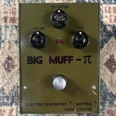 1990s Electro-Harmonix Sovtek Big Muff Pi Vintage Bubble Font Green Russian Fuzz Guitar Effect Pedal!