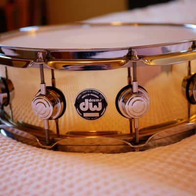 DW Collector's Series Snare Drum 2002 - Polished Brass w/ video image 1