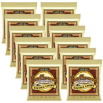 Ernie Ball 2006 Earthwood Extra Light 10-50 Acoustic Guitar Strings, 12 PACK,  #P02006-12 image 1