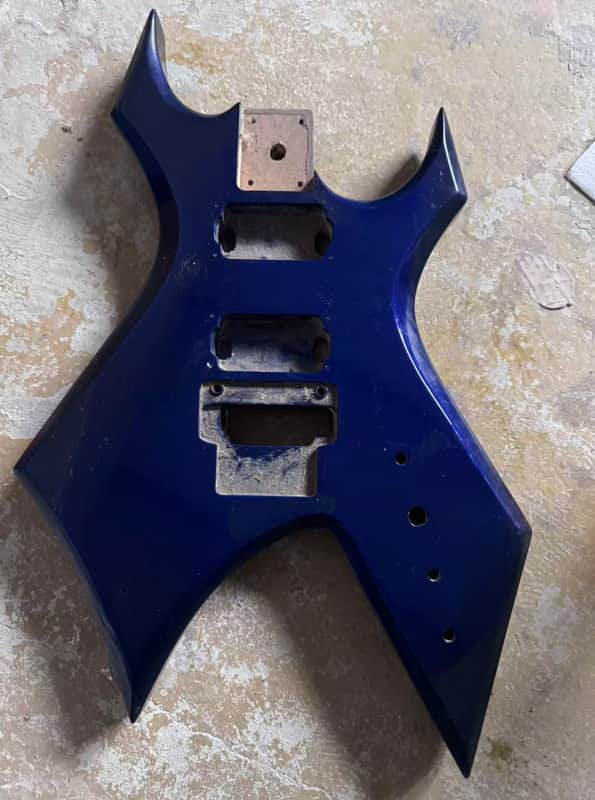Metallic Blue HH Warlock Style Guitar Body image 1