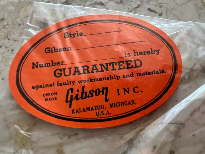 Gibson 1960s blank NOS Orange Soundhole Label Union Made image 1