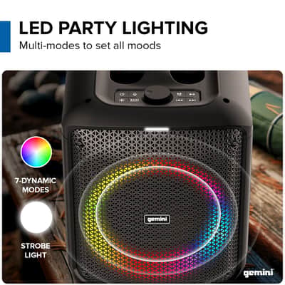 Gemini Sound GGO Series Portable Bluetooth Boomboxes with LED Party Lighting, TWS Pairing, Wireless Mic, and Rechargeable Battery - 100W 6.5" (GGO-650L) & 200W Dual 6.5" (GGO-2650L) image 4