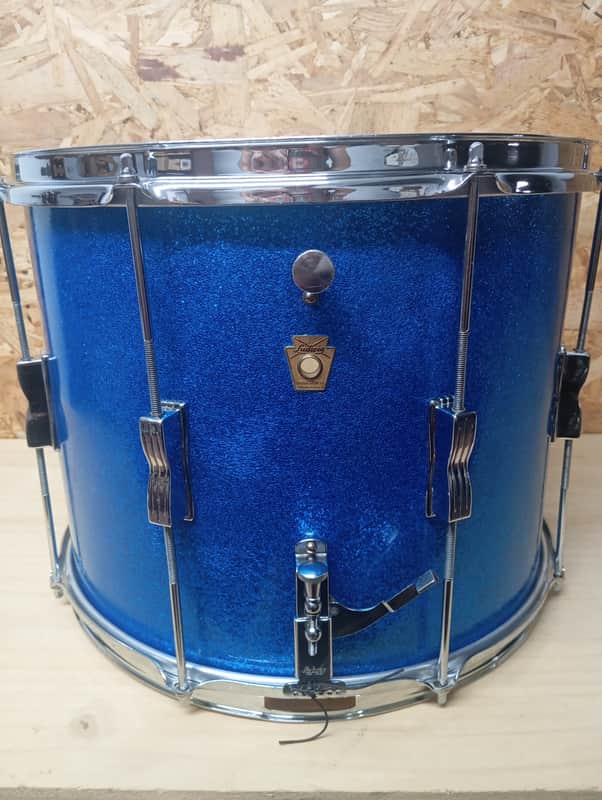 1960s Ludwig 15x12 Blue Sparkle Marching Snare Pre Serial Keystone  3 Ply image 1