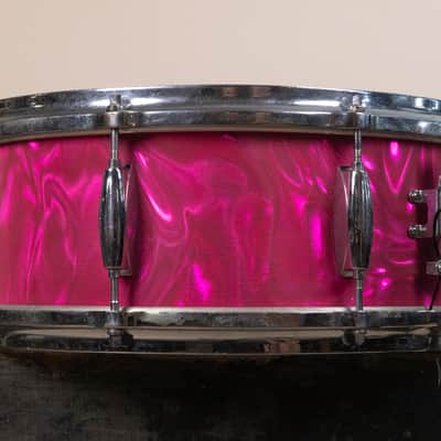 Vintage Gretsch 5.5x14 Pink Satin Flame Model 4157 Snare Drum image 6