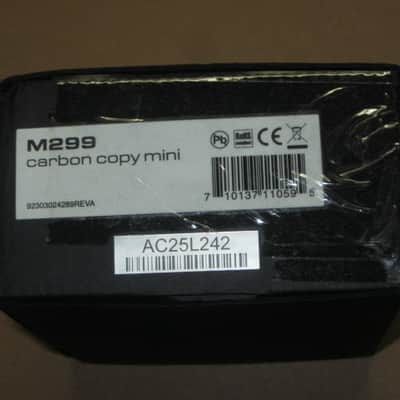 litely handled genuine MXR EMPTY BOX ONLY for M299 Carbon Copy Mini (NO: pedal, paperwork, also NO adapter) 2019-2026 (specifically 2021) - BOX: Black Cardboard / LABELs: Green & White - White & Black / GRAPHIC: Silver (part of 2 sides have clear tape) image 7