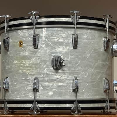 1960's Ludwig 22" White Marine Pearl 14x22 Virgin Bass Drum image 4