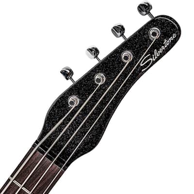 Silvertone Short Scale Bass Lipstick Pickups  24 Fret - Black Silver Flake (1444BSF) image 5