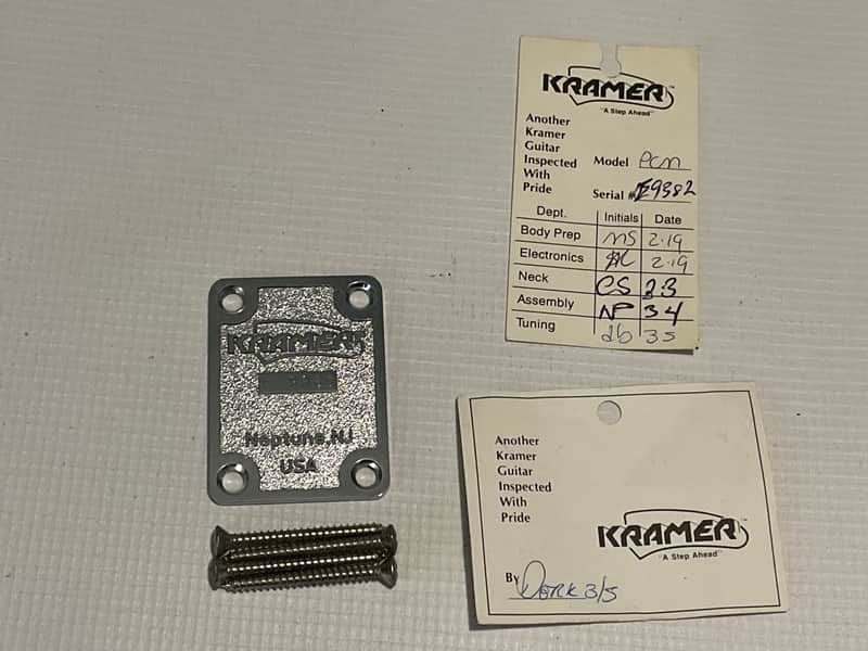 1986 Kramer USA Pacer Guitar Chrome E Series Neptune, NJ Neckplate