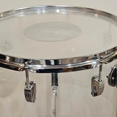 1970s Ludwig Vistalite Clear 10x14 Concert Tom Drum Blue/Olive Badge w/ Clip Mount image 6