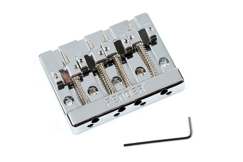 Fender 099-4408-000 HiMass 4-String Bass Bridge Assembly with Brass Saddles 2010s - Chrome image 1