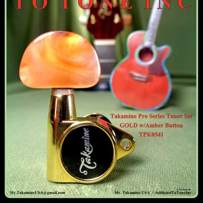 Takamine Pro Series Tuner / Set of 6 / Gold w/Amber Button / OEM Part - TPK0541 image 1