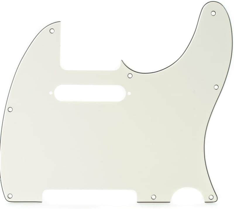 Tele Pickguard 3-Ply | 8-Hole Mount | Fits Telecaster Style Guitars | Shielded | White Black White image 1