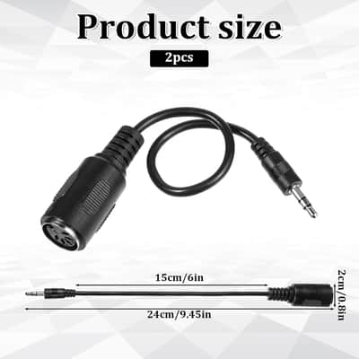 2 Pack of Type-A MIDI to 3.5mm Adapter, 14" MIDI Female to TRS 3.5mm Male Breakout Cable Audio Converter BMIDI-5-35 Type A TRS Male 5-pin DIN Cable Ultra-Small Plugs for Keyboards Synths DAWs image 2