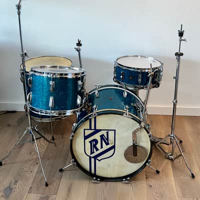 1950's WFL 4 Piece Drum Kit, Blue Aqua Sparkle, Complete W / Cases, Drop Dead Gorgeous image 21
