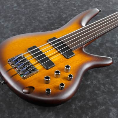 Ibanez SR Bass Workshop 5 String Electric Bass - Fretless - Brown Burst Flat (SRF705BBF) image 5