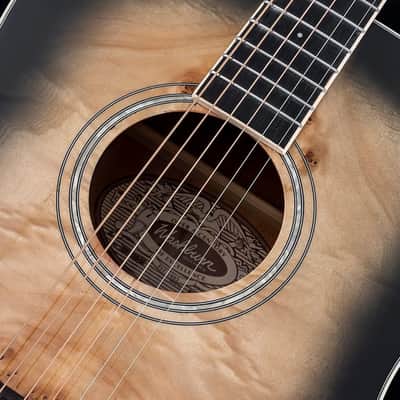 Washburn Deep Forest Burl 6 String Acoustic Guitar, Right, Black Fade (DFBDB) image 7