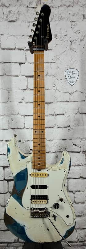 Friedman Vintage S 2026 - White Over Two Tone Blue Metallic (Large Checkerboard) w/OHSC image 1