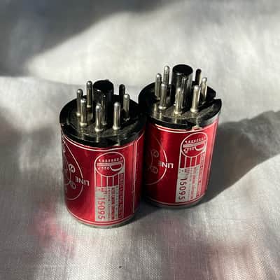 Pair of Vintage Peerless 15095 Line Transformers (600Ω:150Ω) – Red Can image 2