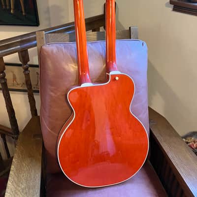 Gretsch 6120 Double Neck Electric Guitar — Orange, Gold Hardware image 3