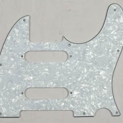 TELECASTER SCRATCH PLATE White Pearl Pickguard with 2 Strat Pick Up holes (Status Quo style) to fit USA/Mex Fender Tele guitar