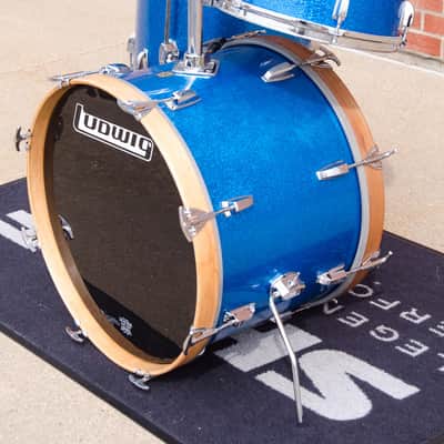 60's Ludwig Keystone Badge Blue Sparkle Kit - 20" 12,13,16" image 16