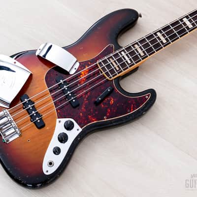 1973 Fender Jazz Bass Sunburst Vintage Electric Bass Guitar, Alder Body w/ Case image 7