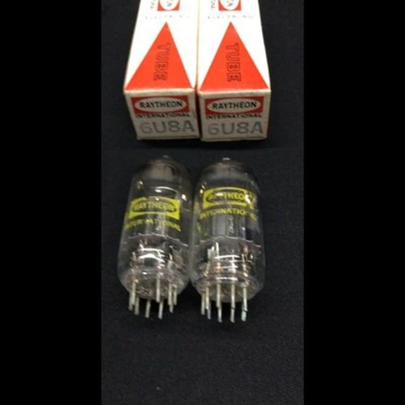 MATCHED PAIR RAYTHEON 6U8A Black Plate Vintage Vacuum Tubes TESTED 8.9666 image 1