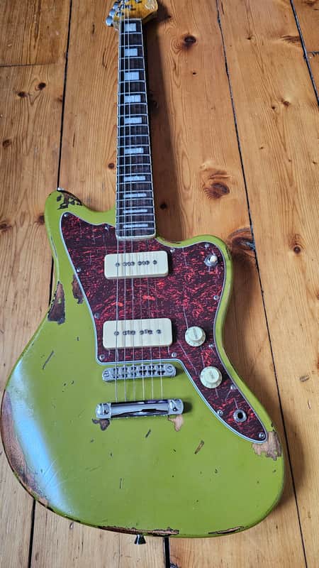 Custom Jazzmaster green electric guitar relic with P90 pickups 2026 image 1