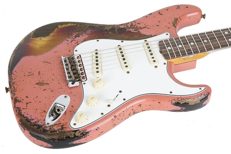 Fender Custom Shop '65 Stratocaster Super Heavy Relic Tahitian Coral Over Sunburst image 1