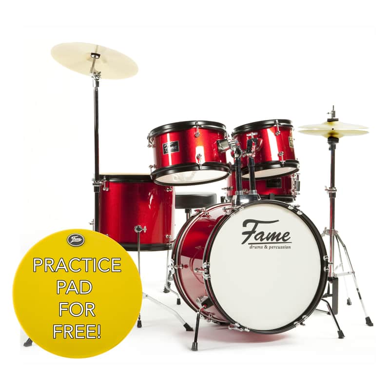 Fame JBJ1049A-R "Elias" Junior 5-Piece Drum Kit (Red) - Drum Set image 1