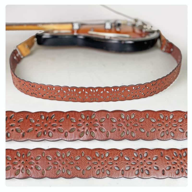 Loft Relics "Lacey Leather" guitar strap (Souldier) one-of-a-kind made at the Wilco Loft image 1