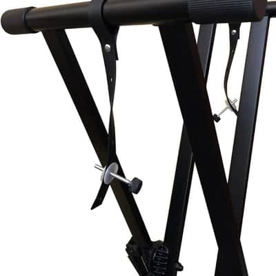 Heavy-Duty, Double-X, Pre-Assembled, Infinitely Adjustable Piano Keyboard Stand with Locking Straps, Black image 2