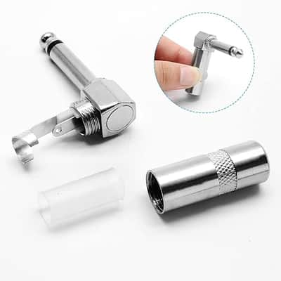 1/4" Right Angle Plugs 6.35mm Audio Wire Connectors Video Adapter Guitar Speaker Plug Nickel Finish Right Angle Connector for Audio Device 6 PCS image 4