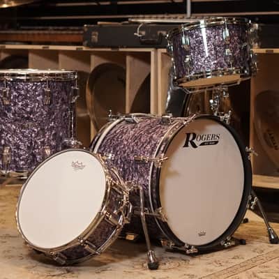 Rogers 12/14/18/5x14" Cleveland (Reissue) Drum Set - Purple Diamond Pearl image 2