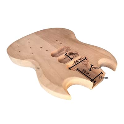 Unfinished SG-Style Guitar Body DIY, Mahogany, HHH Routing image 2